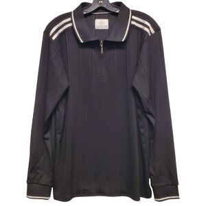 CRAFT + FLOW Polo Shirt Mens Medium Black Long Sleeve 1/4 Zip Casual Stretch